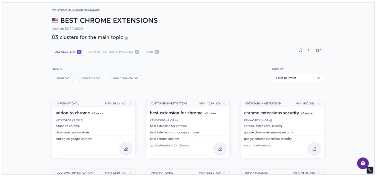 Perencana konten Surfer SEO